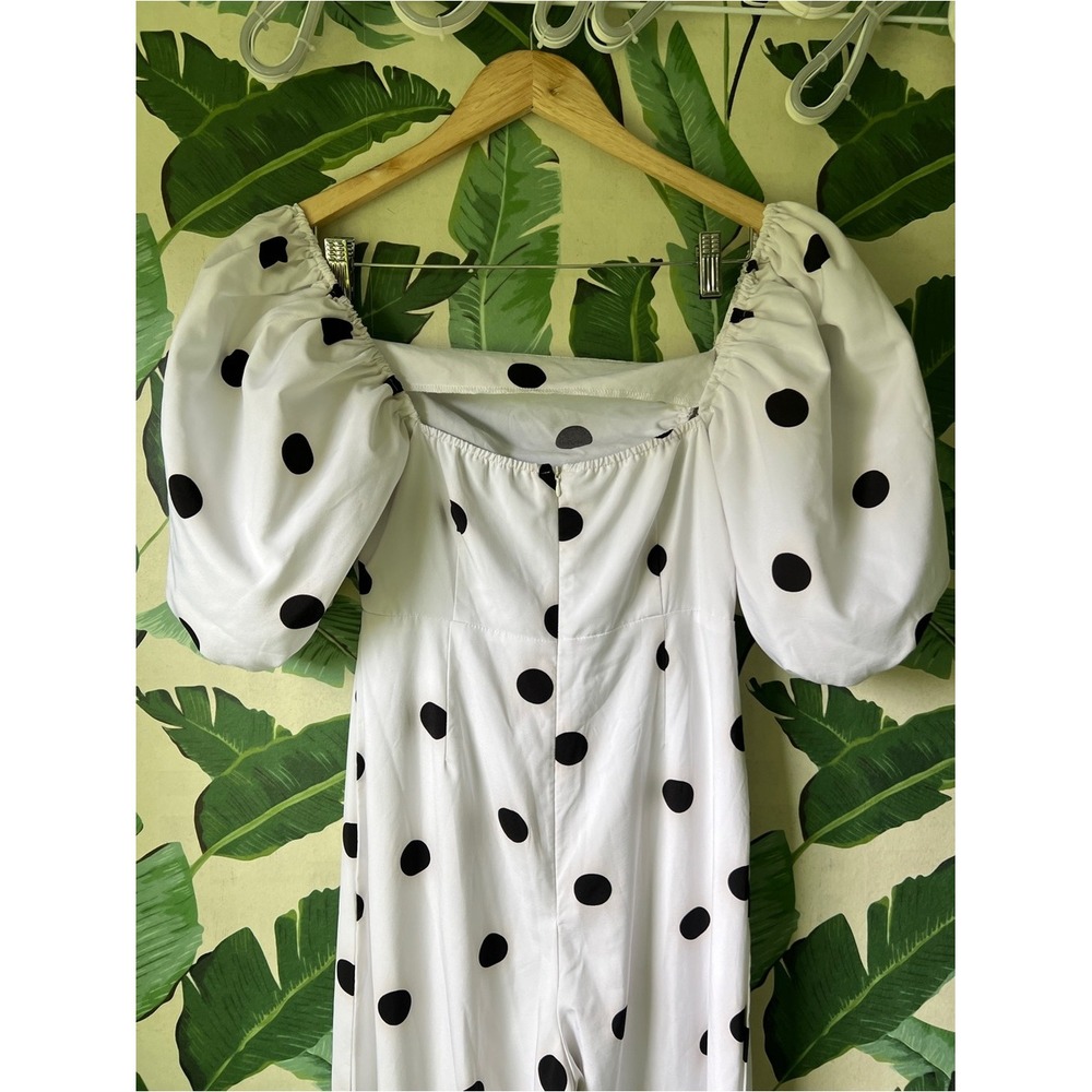 Nasty Gal Polka Dot Jumpsuit Women Size 2 White Black - Picture 5 of 8